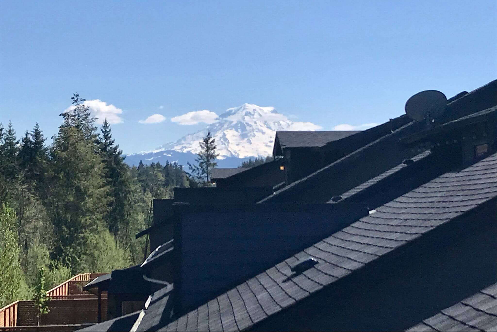 Mount Rainier view from rooftop deck