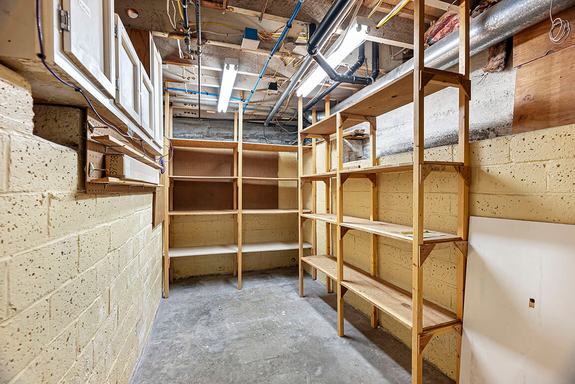 Lower level storage room