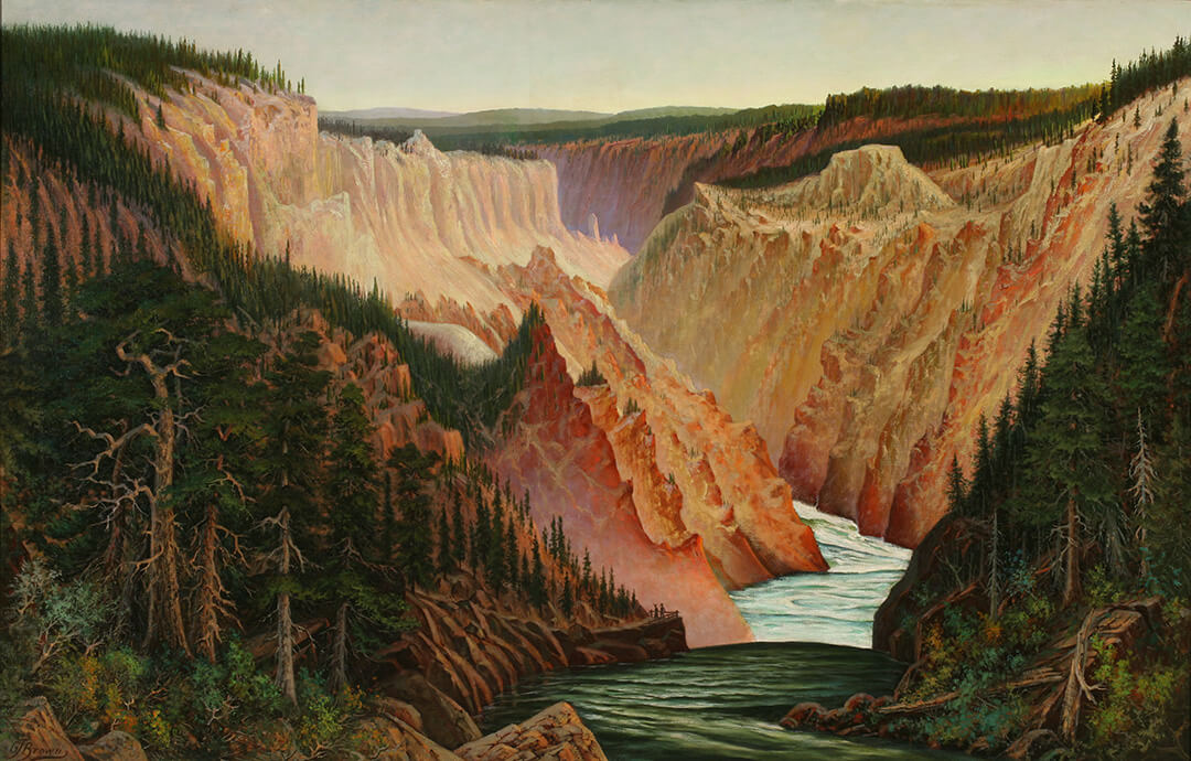 Grafton Tyler Brown. A Canyon River with Pines and Figures (Yellowstone)