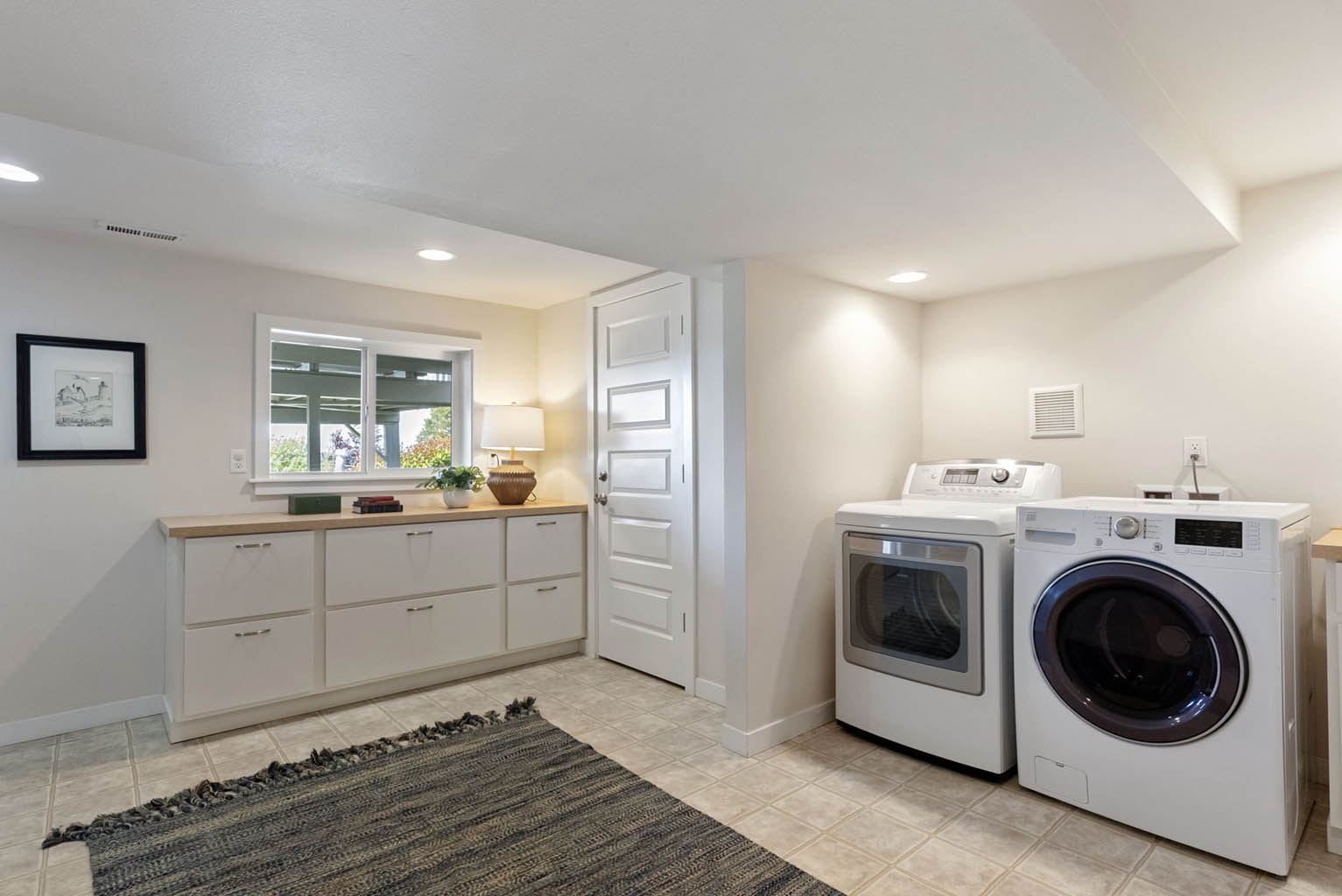 Utility space and laundry on the lower level