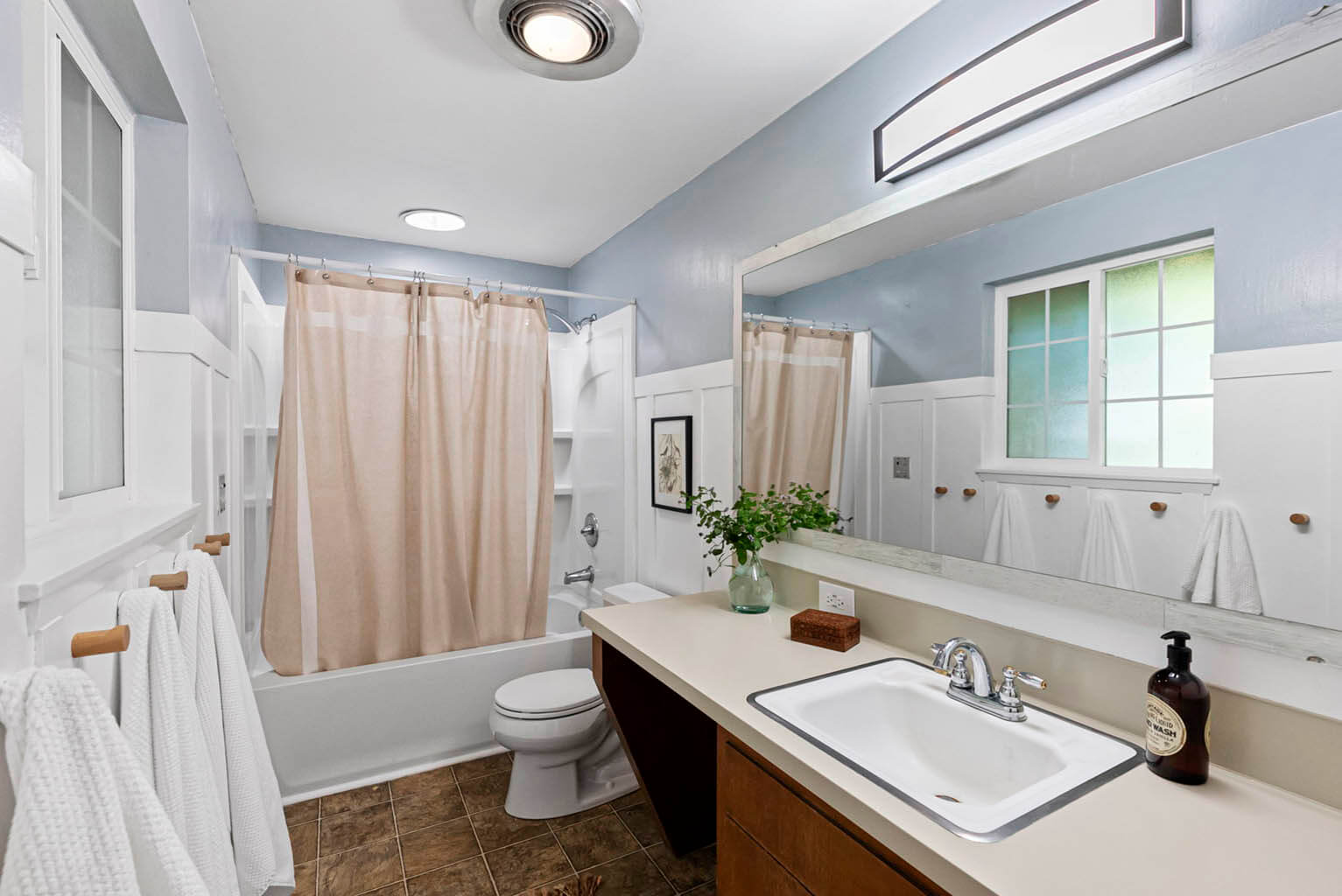 Primary bathroom with tub/shower combo