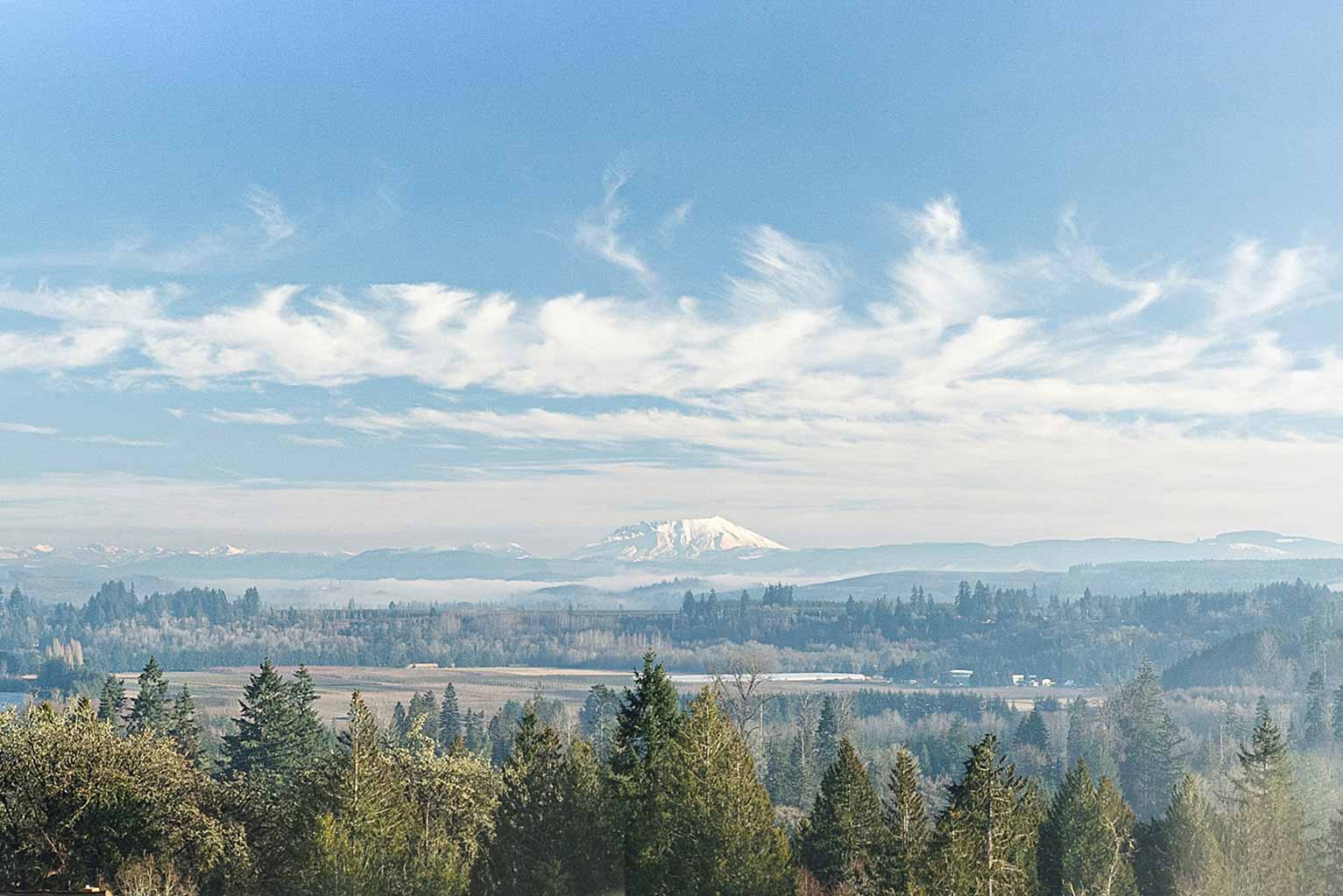 Sweeping views of Mount St. Helens and the Cowlitz River valley