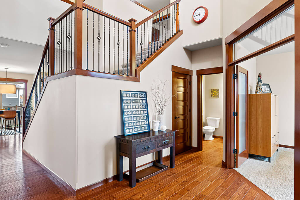 Dramatic entry foyer with double height ceiling