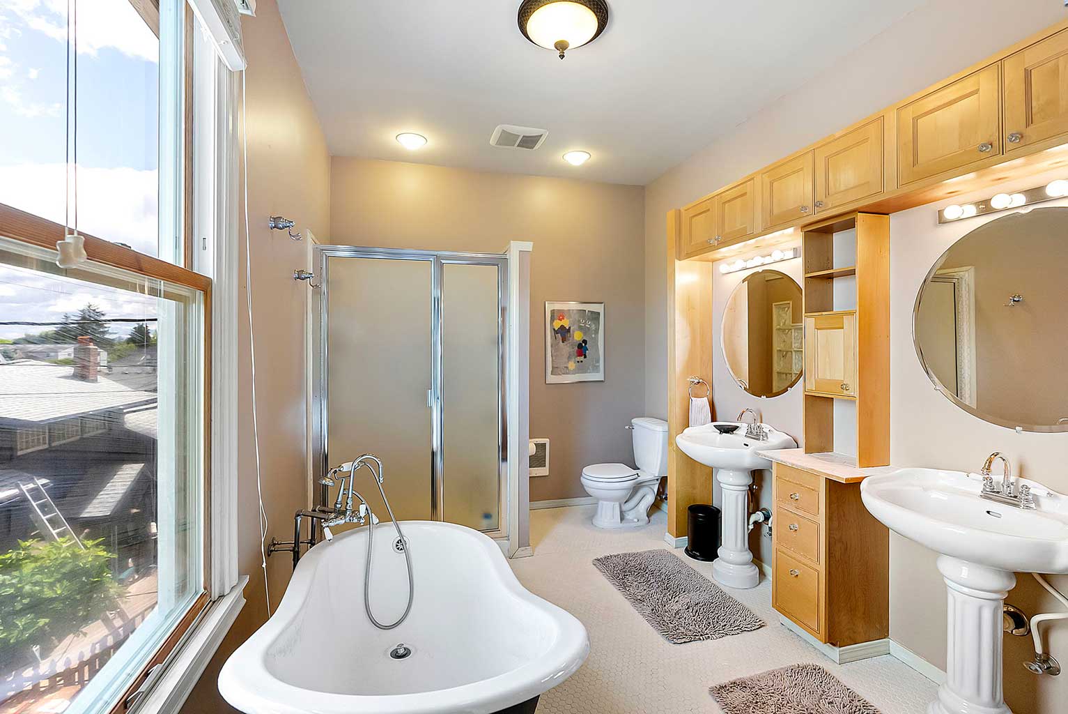 Dual vanities and separate shower