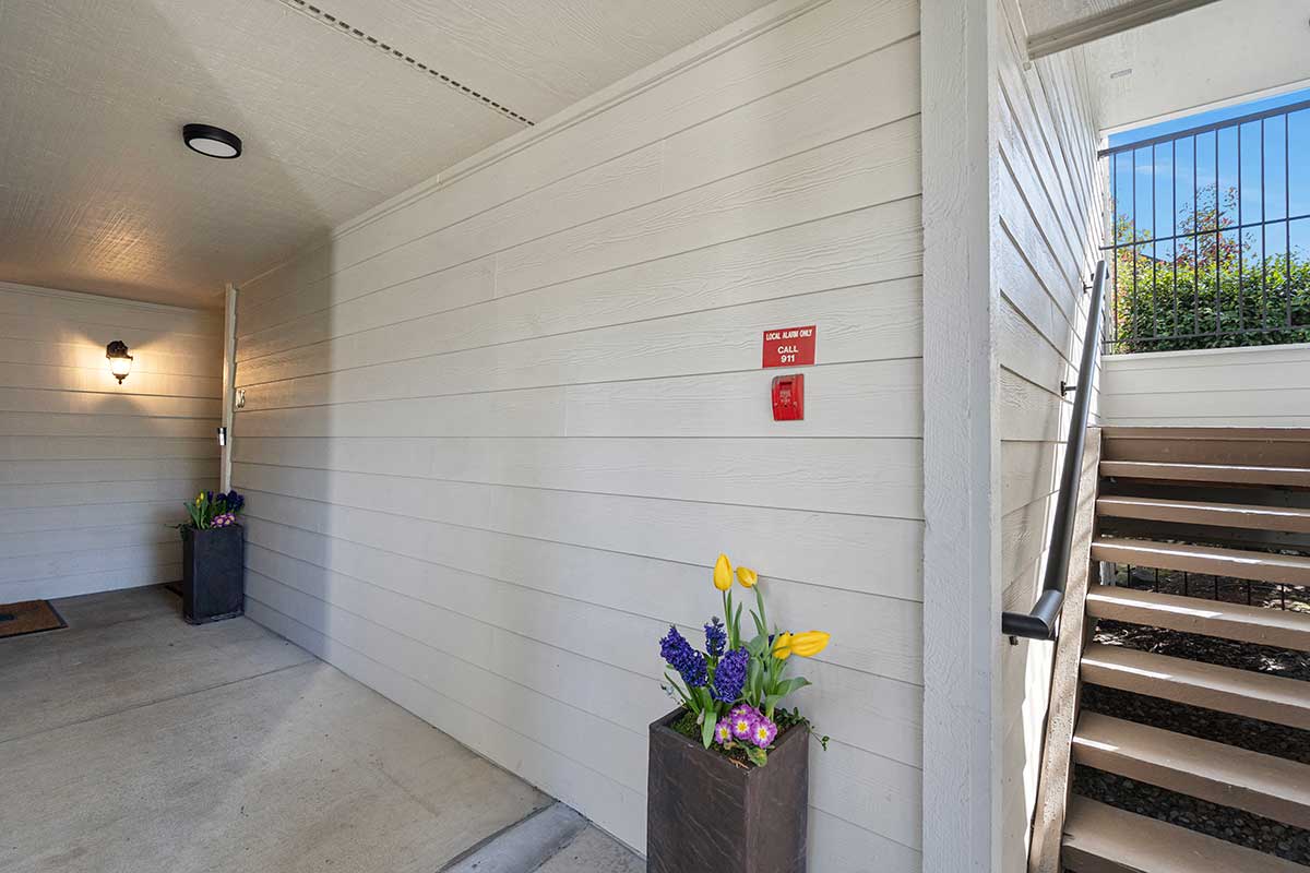 Exterior entry way shared with one other unit