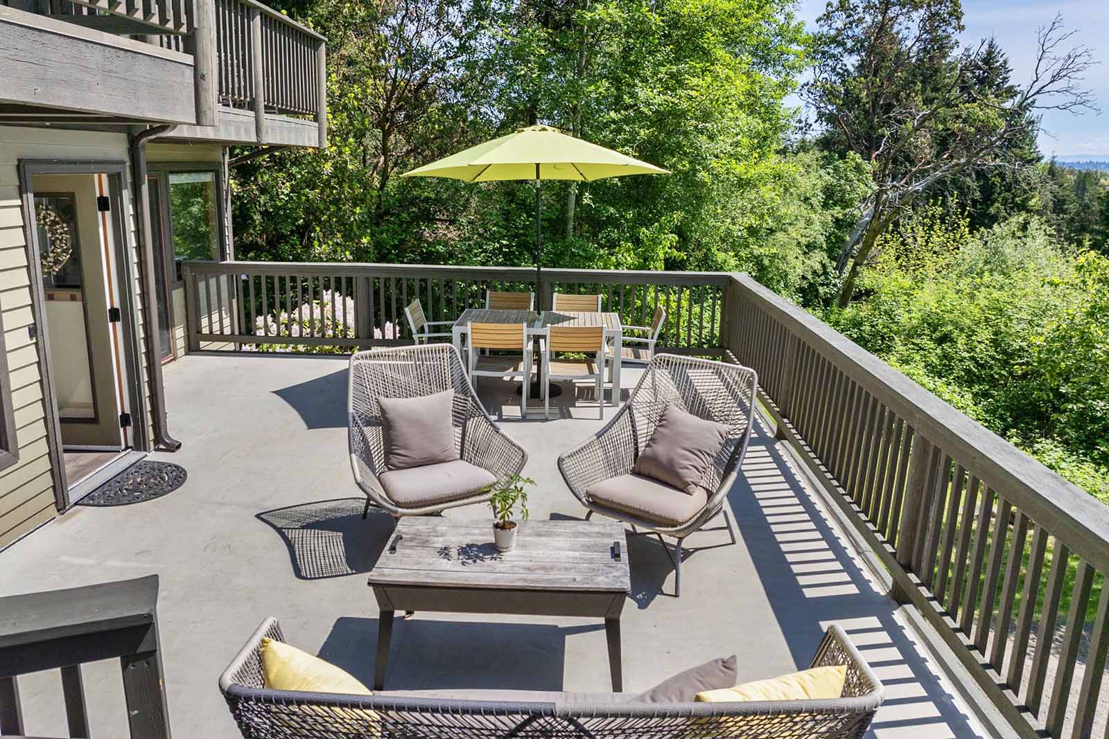 Spacious deck off the main living space is ideal for entertaining