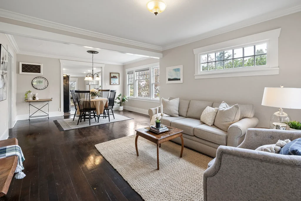 Living room is open to the dining room