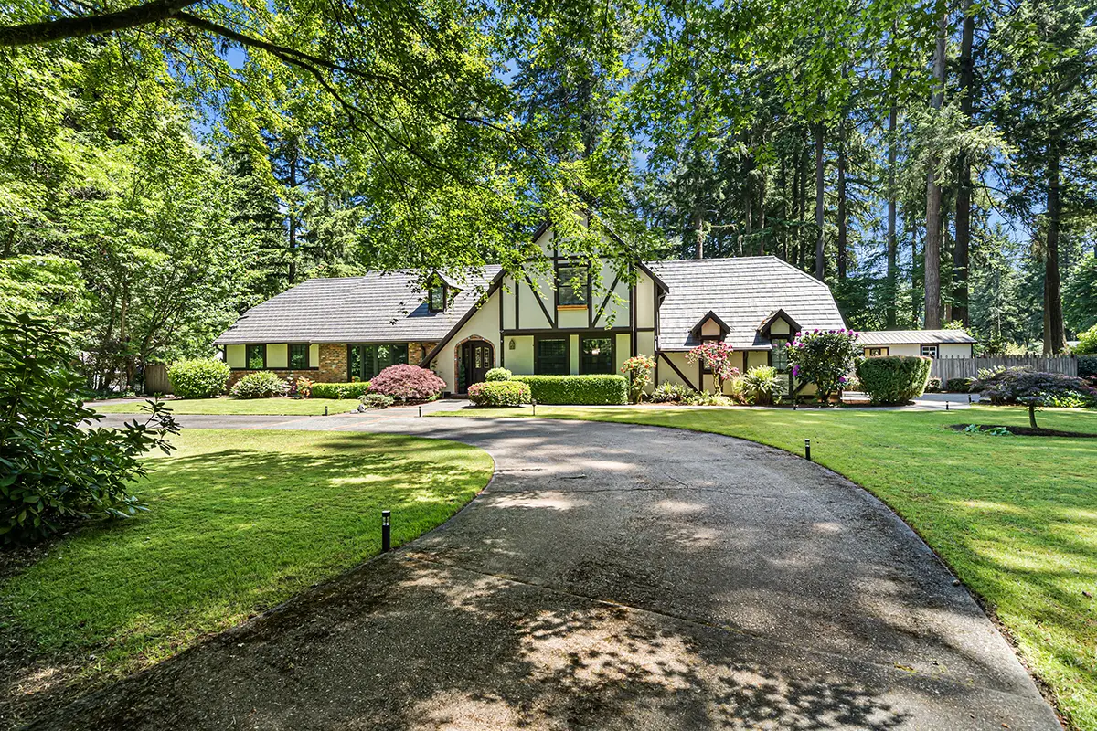 Gracious circular front driveway