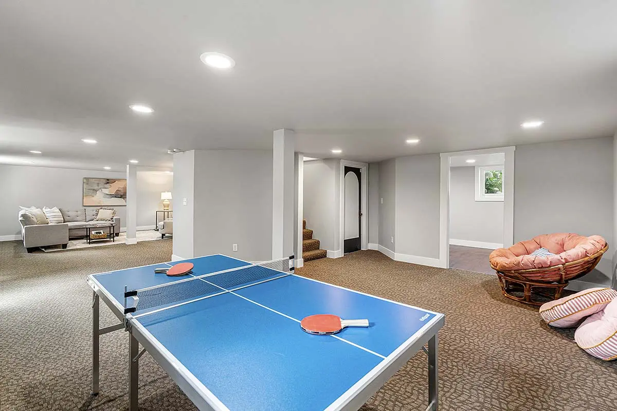 Lower level family room and rec space